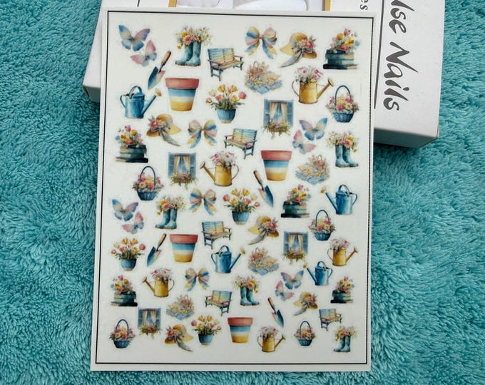Vibrant Spring Nail Art Water Slide Stickers for Nails, Nail Stickers Flowers, Tulips & Garden Decor