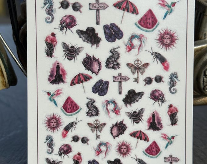 Water-Slide Nail Decals – Gothic Summer Nail Art: Tropical, Playful