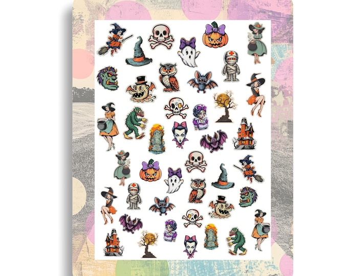 Halloween Nail Stickers - Waterslide Nail Stickers - Trick or Treat - Spooky Greetings - Sweet Halloween
