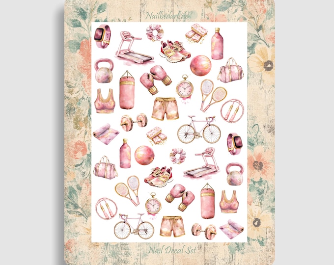 Nail stickers, leisure sports, waterslide decals, nail stickers, fitness, workout, nail tattoo
