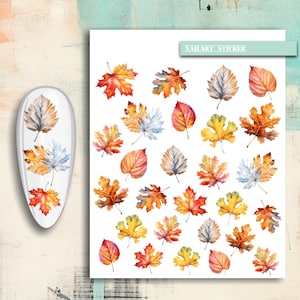 Adesivos para unhas, tatuagem de unhas, arte de unhas, outono, folha, folhas, folhagem, adesivo de arte de unhas natureza