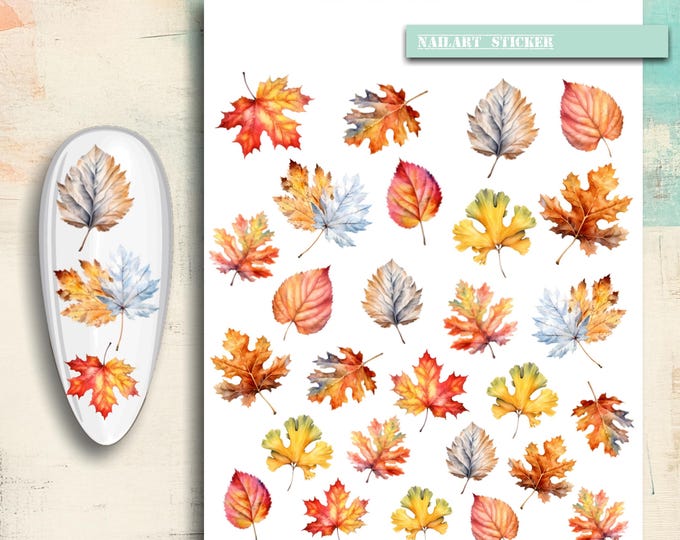 Nail stickers, nail tattoos, nail art, autumn, leaves, foliage, nail art stickers, nature