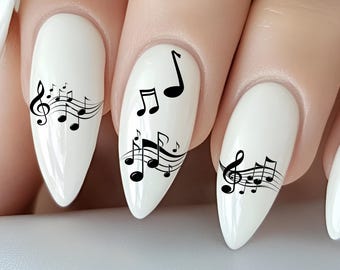 Musik Noten Wasser Nagelsticker, Wasserschiebe Sticker für Nägel, Nagel Stickers Musiknoten, Notenschlüssel