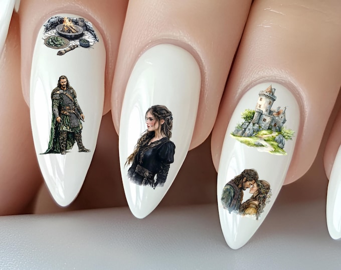 Celtic Fantasy Water Nail Stickers, Water Decals for Nails, Celtic Mythology, Medieval Fantasy