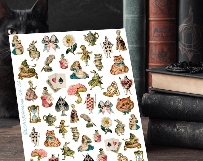 Enchanting Tea Party Water-Slide Decal Stickers | Nails | Nail Art | Vintage Rococo Style, Magical Party