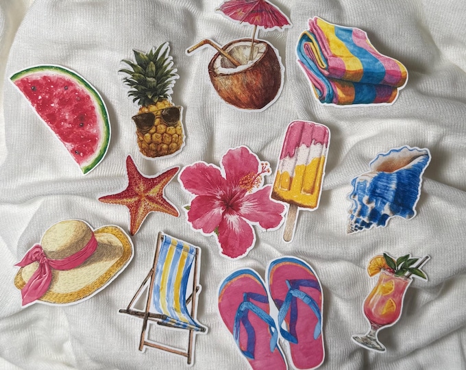 Mini Sticker Set - Tropical Beach Vacation Stickers - Vinyl Stickers - Summer Party - Beach Party