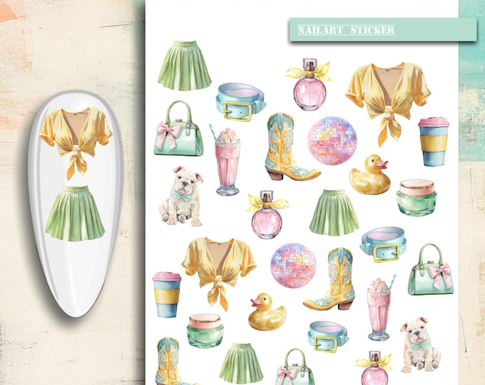 Nail Stickers / Aesthetic Nail Stickers / Element Stickers / Water Nail Decals / Party Nail Art / Luxury / Pastel