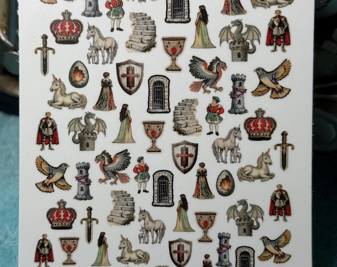 Water Slide Nail Stickers Fantasy Medieval, Dragon Nail Stickers, Dragon Eggs, Fairy Tale XL