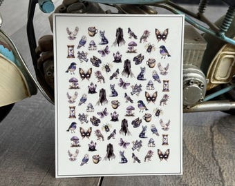 Witchy Water-Slide Nail Decals | Forest Animal Nail Art | Lilac, Mushroom, and Bone Designs