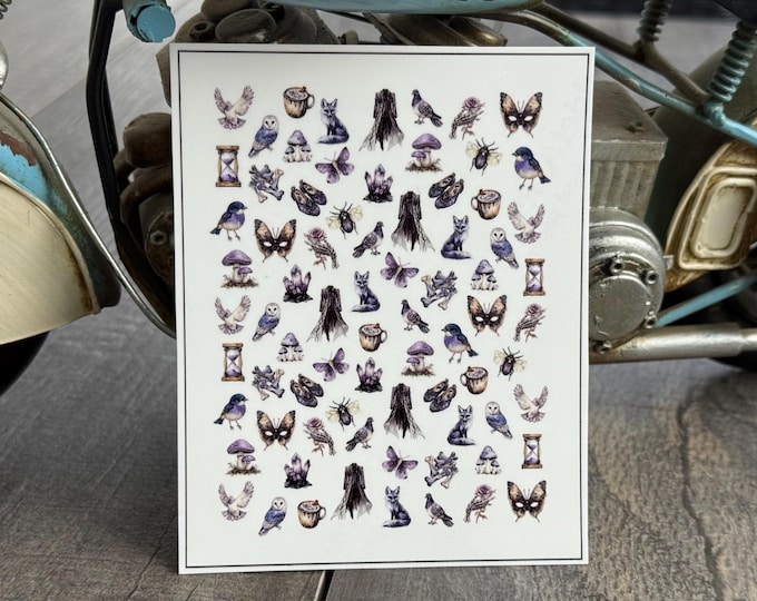 Witchy Water-Slide Nail Decals | Forest Animal Nail Art | Lilac, Mushroom, and Bone Designs