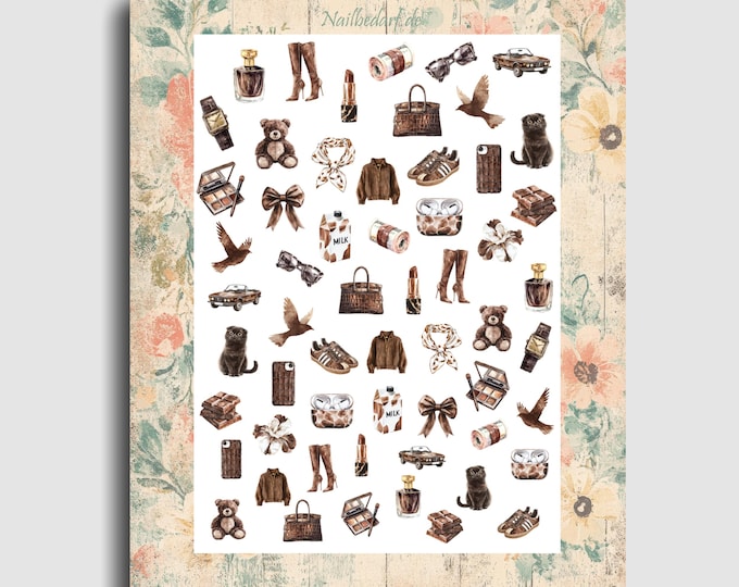 Lifestyle - Waterslide Nail Decals - Girly Power, Chocolate Brown, Beauty, Fashion