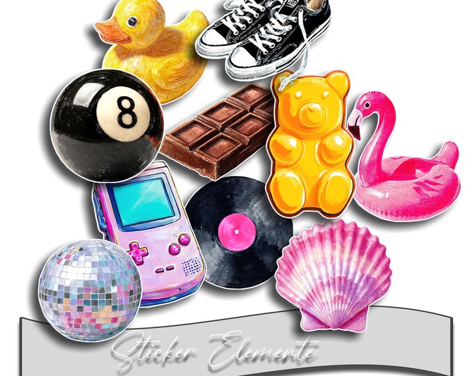 Sticker Set | Decals | Colorful Stickers, Hand-Painted, Retro Pop Art, Funky