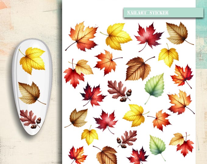 Nail stickers, nail tattoos, nail art, autumn, leaves, foliage, nail art stickers, nature