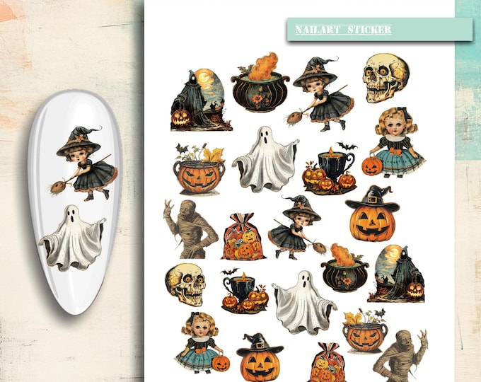 Nail Stickers / Halloween / Retro Halloween / Water Nail Decals / Spooky / Nail Art