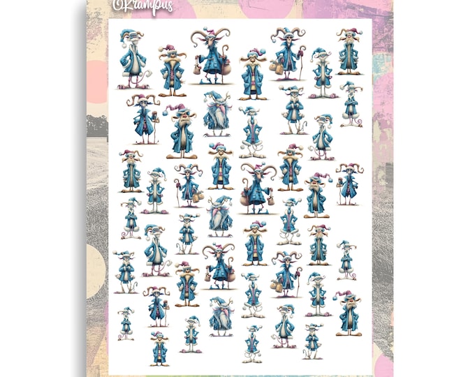 Krampus nail stickers | Water-slide tattoo nails | Quirky Krampus nail art, demonic horns, fur nail design