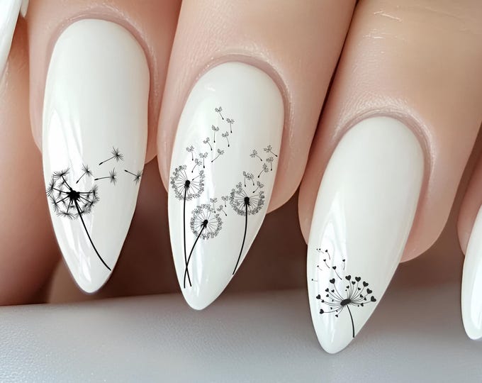 Dandelion Water Nail Stickers, Water Slide Stickers for Nails, Wildflower Nail Stickers, Dandelion