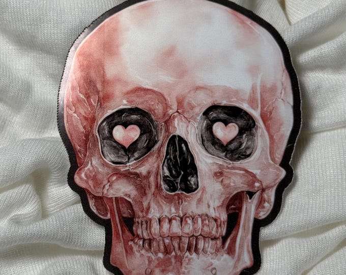 Skull Stickers - Pink Skull - Heart Eyes - Halloween Stickers - Gothic