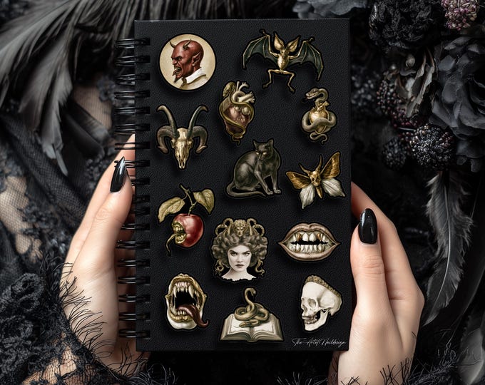 Occult Gothic Stickers – Mystical Snake – Dark Aesthetic – Devil, Medusa