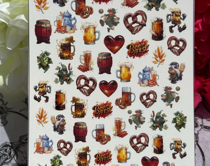 Beer Festival / Oktoberfest Water-Slide Nail Decals – Pretzel Nail Stickers