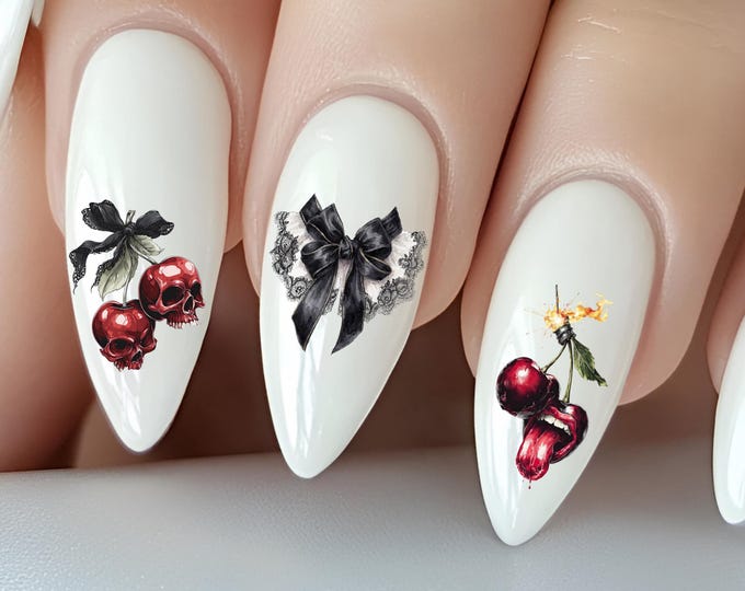 Victorian Gothic Halloween Water Slide Nail Stickers, Pumpkin, Steampunk Skull