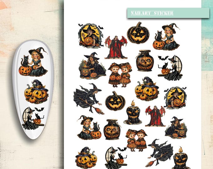 Nail Stickers / Halloween / Retro Halloween / Water Nail Decals / Spooky / Nail Art
