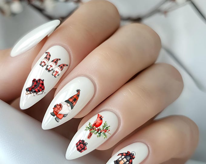 Christmas Waterslide Nail Decals, Christmas Nails, Merry Christmas Nail Art, Winter Festive Fingernails