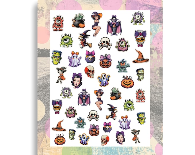 Halloween Nail Stickers - Waterslide Nail Stickers - Trick or Treat - Spooky Greetings - Sweet Halloween