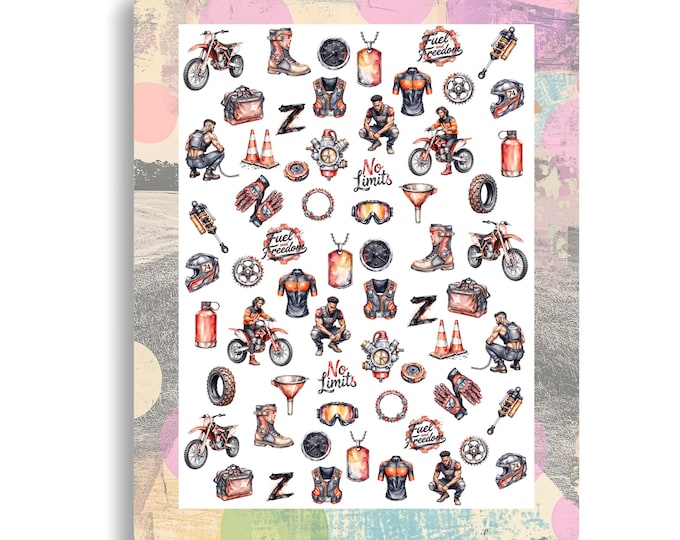 Nail Water Decals Motorcycle Fan - Motocross - Motorcycle Accessories - Waterslide Nail Art - Equipment
