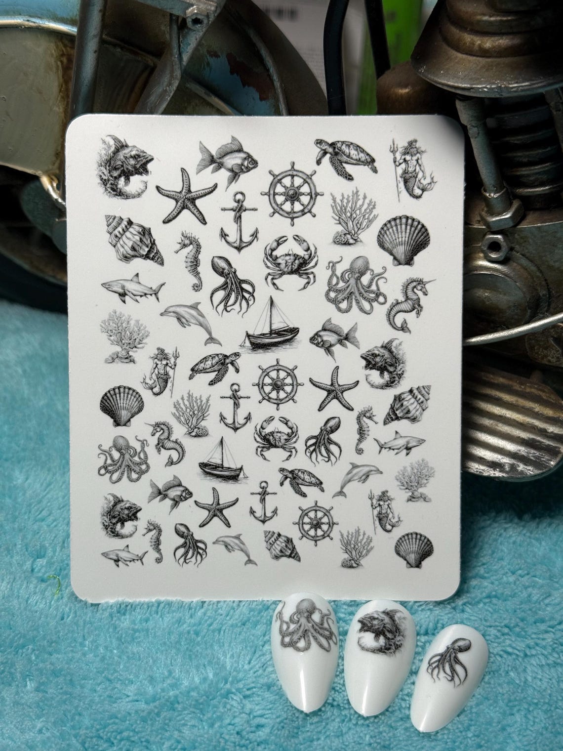 Vintage Sea Water Nail Stickers, Water Slide Stickers for Nails, Nail ...