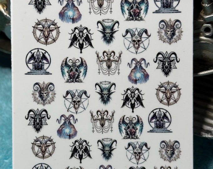 Demon Nail Art Water Slide Stickers for Nails, Nail Stickers, Occult Lucifer, Pentagram