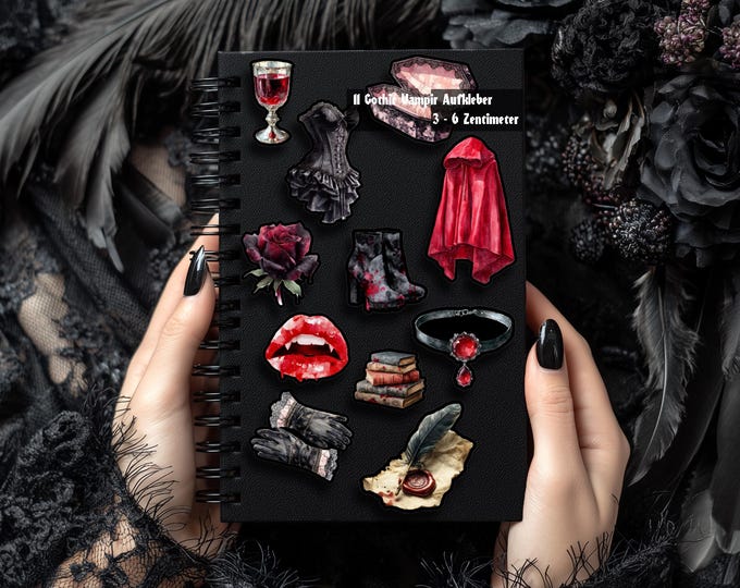Vampire sticker set, undead creature stickers, vampire stickers, bloodsucker stickers (fantasy), fangs