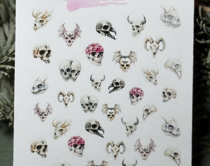 Skull Nail Stickers, Magic Skull Waterslide Decals for Nails