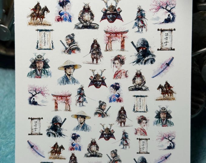 Japanese Nail Stickers Old-School - Nail Stickers - Water Slide Stickers Nail Art - Water Nail Stickers Geisha, Shogun, Asian Culture