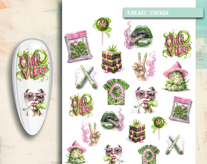 Nail Sticker / Cannabis Leaf / Stoner Marijuana Stoner Girl Smoke
