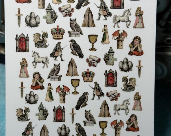 Water Slide Nail Stickers Fantasy Medieval, Dragon Nail Stickers, Dragon Eggs, Fairy Tale XL