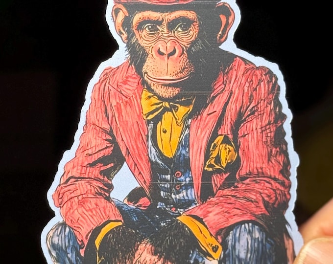 Cool monkey vinyl sticker, matte finish, waterproof sticker approx. 4 inches / 10 cm, chimpanzee