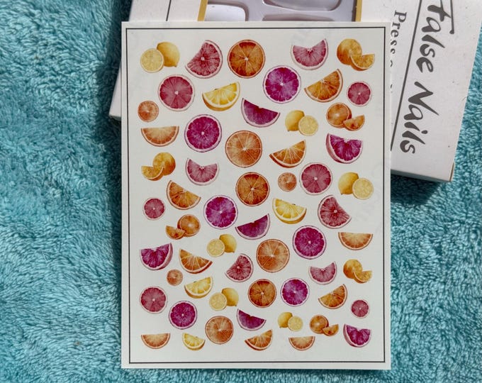 Citrus Slice Water Nail Stickers, Water-Slide Decals, Lemon/Orange/Grapefruit Nail Art Stickers, Summer