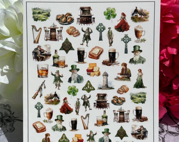 Irish-themed water-slide nail decals – St. Patrick's Day nail art stickers (shamrock, Celtic designs)