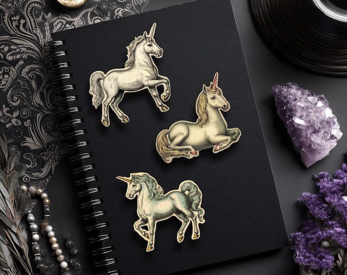 Unicorn Sticker Set, Mythical Creature Stickers, Unicorn Stickers, Pegasus Fantasy Stickers, Medieval Unicorn - Matte/Glossy