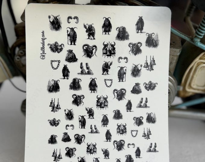 Krampus, Dark Nail Stickers, Krampus Nails, Spooky Nail Art, Water Slide Decal, Nail Stickers, Christmas Krampus
