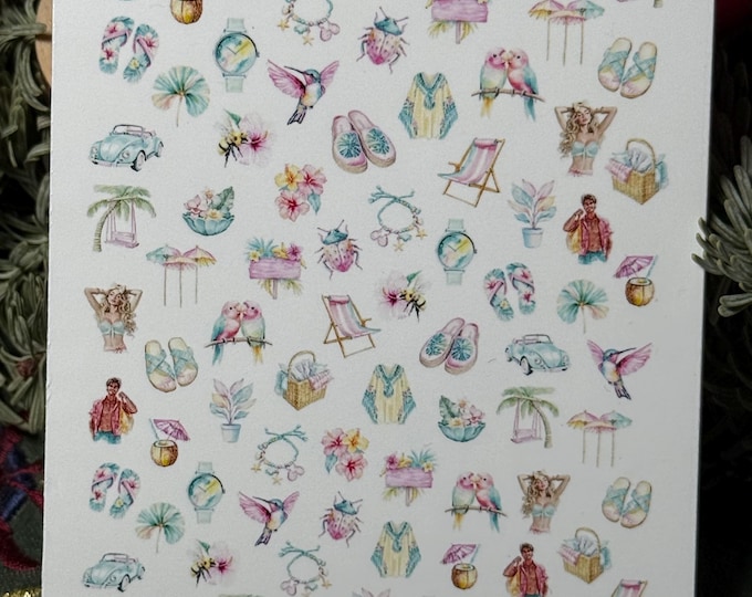 2D Water Nail Stickers Tropical Vacation, Stickers for Nails, Nail Art Summer, Holiday, Sun Part 1