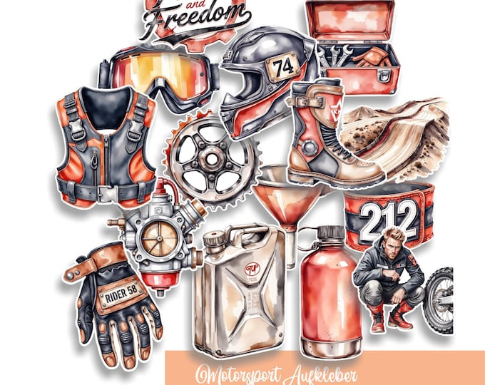 Motorsport Sticker Self-adhesive - Petrol Can Carburettor Motorcycle West Helmet Toolbox Biker Boots Racetrack