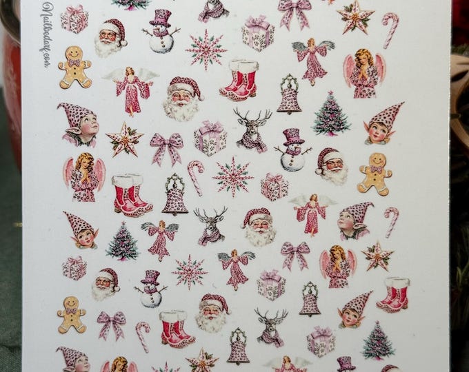 Nail Stickers, Retro Christmas Water Slide Nail Stickers Decals for Nails Nail Art Nail Design Leopard