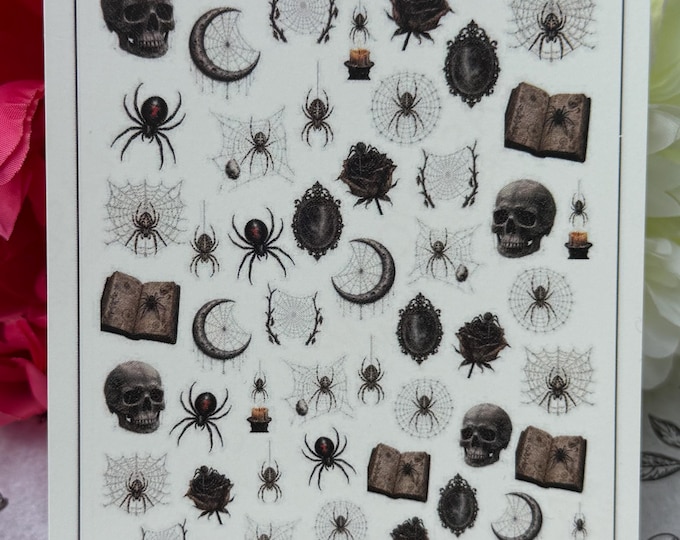 Halloween Spider Nail Stickers, Halloween Nails, Spooky Nail Art, Water-Slide Decals, Nail Stickers, Spiderweb Nail Designs