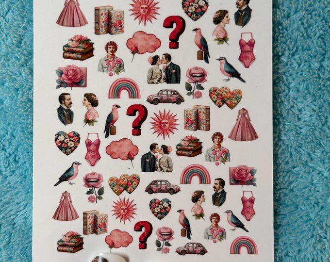 Floral Elements Water Nail Stickers, Dusty Rose Nail Stickers, Nail Art Book, Rainbow, Question Mark