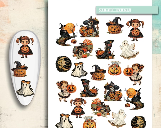 Nail Stickers / Halloween / Retro Halloween / Water Nail Decals / Spooky / Nail Art