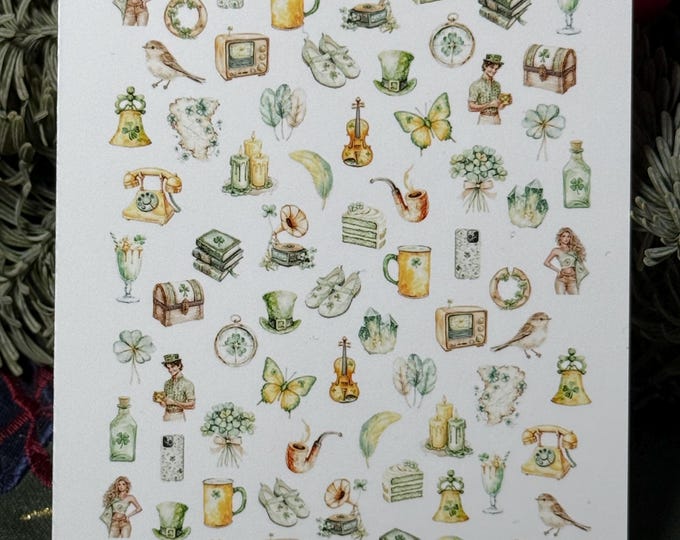 2D Water Nail Stickers St. Patrick's Day, Stickers for Nails, Nail Art Shamrock, Leprechaun, Pot of Gold