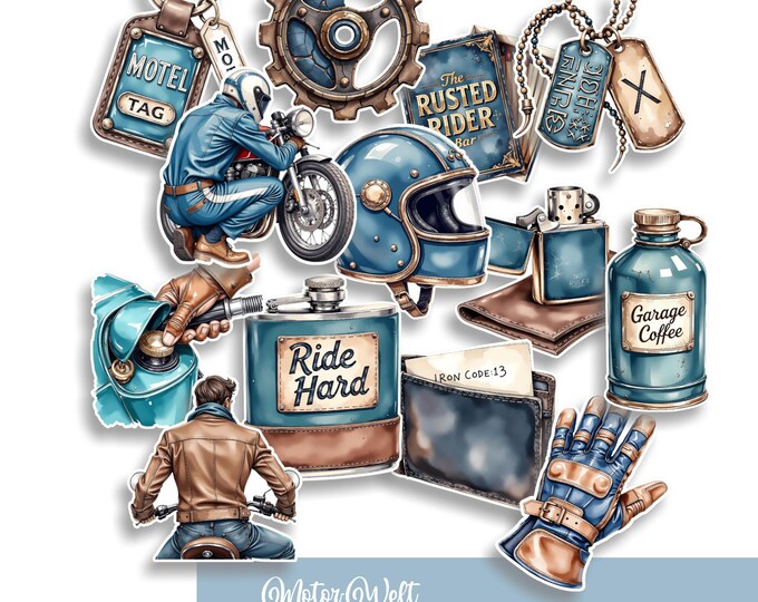 Motor Lovers (1) Stickers - Hip Flask, Motorcycle Helmet Matches Lighter