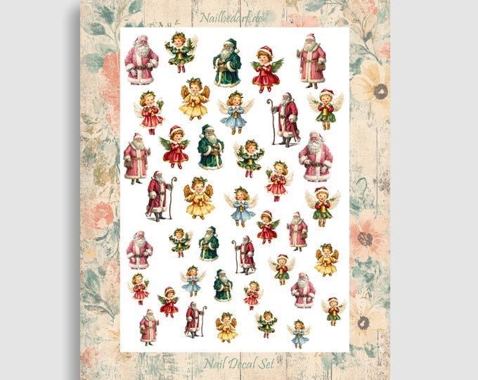 Angel - Waterslide Nail Stickers - Christmas Angel, Santa Claus, Winter, Christmas