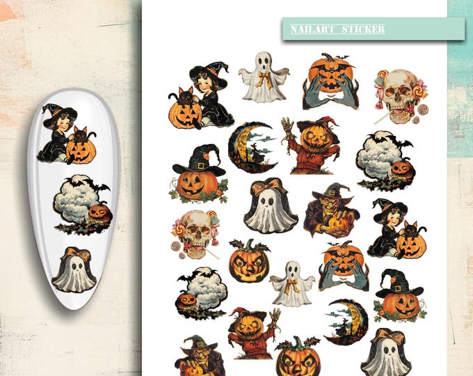 Nail Stickers / Halloween / Retro Halloween / Water Nail Decals / Spooky / Nail Art